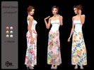 Sims 4 — Floral Dress by Frederiqu89 by Frederique89 — Long Floral Formal Dress in 6 Swatches