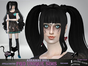 Sims 4 — AnnaMae Doll by Merit_Selket — AnnaMae is a Spellcaster and a vicious Doll AnnaMae Doll Teenager Chief of