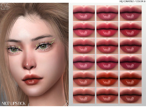 Sims 4 — LMCS N107 Lipstick by Lisaminicatsims — -New Mesh -Lipstick category -HQ comatble -16 swatches -All Skin