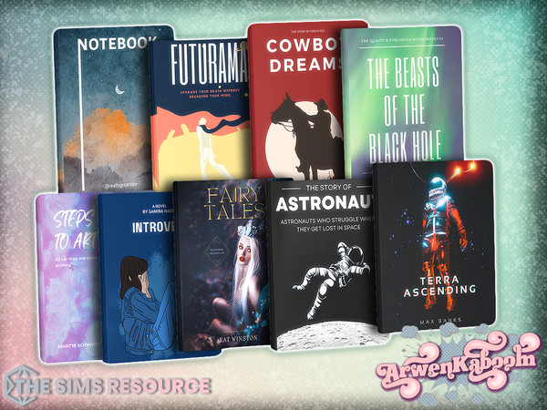 Sims 4 — Farina - Book by ArwenKaboom — Base game object in multiple recolors. Find all objects by searching