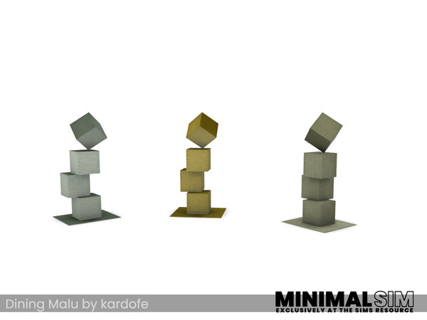 Sims 4 — MinimalSIM_kardofe_Dining Malu_Cubes by kardofe — Decorative sculpture made of four simple cubes, in three