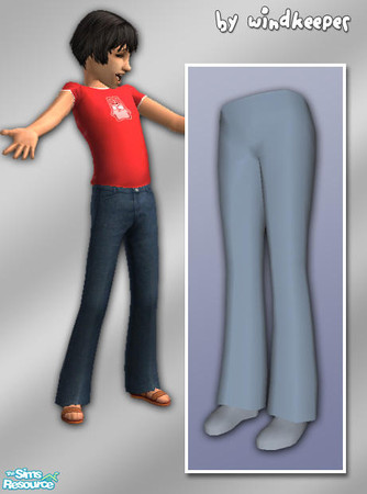 Sims 2 — Girls Flare Pants - mesh by Windkeeper — New body mesh - girls flare pants. Fat state included, bumpmap enabled.