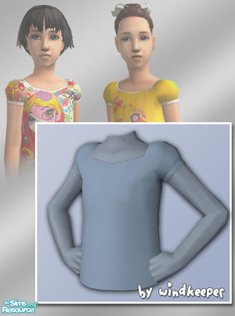 Sims 2 — Girls Puff Shoulder Top - mesh by Windkeeper — New body mesh, nice girly style top - short puff sleeves and