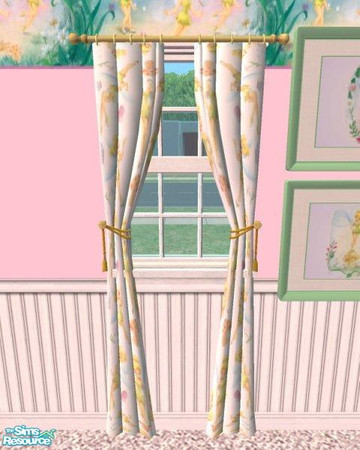 Sims 2 — D2DTinkerbell Curtains by D2Diamond — Look for the Tinkerbell Bedding pack, and Tinkerbell Wallpapers &