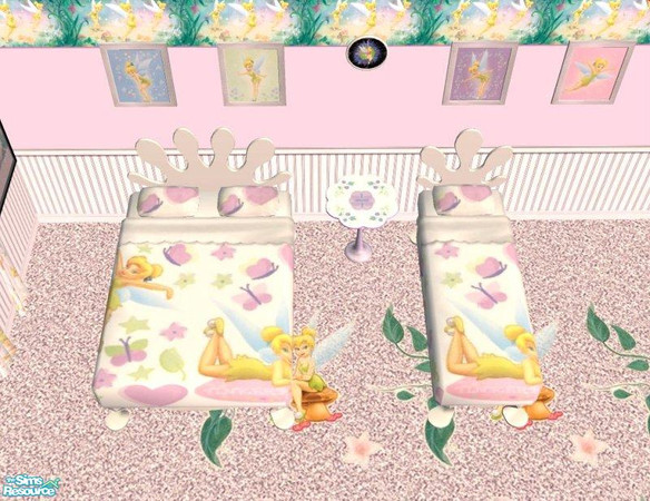Sims 2 — D2DTinkerbell Bedding by D2Diamond — Look for the Tinkerbell Bedding pack, and Tinkerbell Wallpapers &