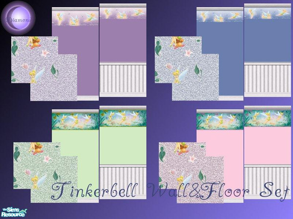 Sims 2 — D2DTinkerbell Wall & Floor Set by D2Diamond — Also look for the Bedroom set, and the matching bedding pack.