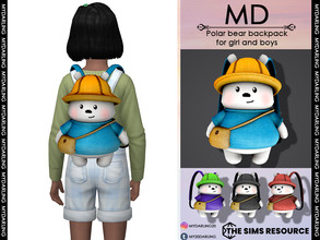 Sims 4 — Polar bear backpack Child by Mydarling20 — new mesh base game compatible all lods all maps 15 colors for girl