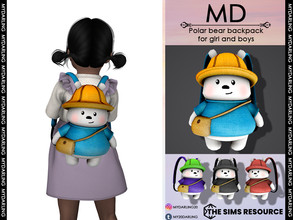 Sims 4 — Polar bear backpack Toddler by Mydarling20 — new mesh base game compatible all lods all maps 15 colors for girl