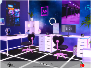 Sims 4 — David - office by melapples — a neon pink and blue office with retro vibes. enjoy! 5x5 $ 7055 short walls