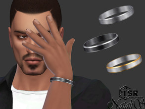 Sims 4 — Mens satin center polished edge bracelet by Natalis — Mens satin center polished edge bracelet. 8 color options.