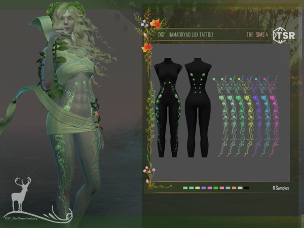 Sims 4 — HAMADRYAD LUX TATTOO by DanSimsFantasy — This tattoo consists of an abstract figure that simulates a path of