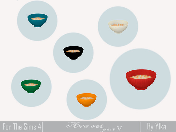 Sims 4 — Ava set part V Kitchen - bowl of cereal by Ylka — Has 6 colors. You can see all the colors in the photo above.