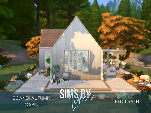 Sims 4 — Scandi Autumn Cabin by SIMSBYLINEA — Life always feels like a vacation in this modest but contemporary scandy
