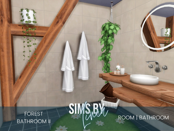 Sims 4 — Forest Bathroom II by SIMSBYLINEA — This modern bathroom has a natural and sustainable theme, with beige and