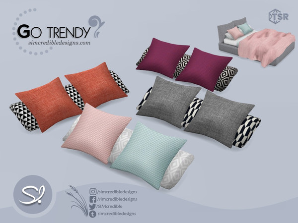 Sims 4 — Go Trendy Pillows by SIMcredible! — by SIMcredibledesigns.com available exclusively at TSR 9 colors variations