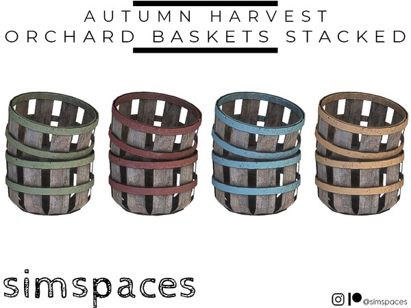 Sims 4 — Autumn Harvest - orchard baskets stacked by simspaces — Part of the Autumn Harvest set: Stacks of baskets