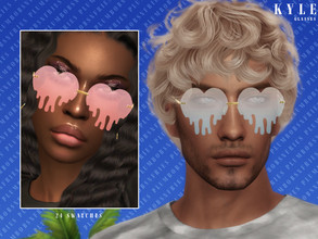 Sims 4 — KYLE | glasses by Plumbobs_n_Fries — Dripping Heart Shaped Rimless Fashion Glasses New Mesh HQ Texture Unisex |
