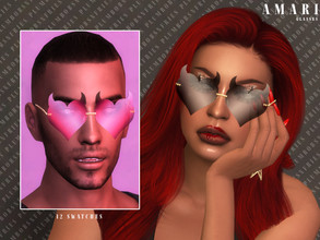 Sims 4 — AMARI | glasses by Plumbobs_n_Fries — Devil Heart Shaped Rimless Glasses New Mesh HQ Texture Unisex | Teen -