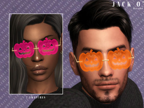 Sims 4 — JACK-O' | glasses by Plumbobs_n_Fries — Halloween Pumpkin Shaped Rimless Glasses New Mesh HQ Texture Unisex |