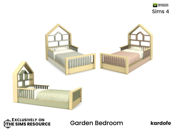 Sims 4 — kardofe_Garden Bedroom_Infant bed by kardofe — Children's bed with a cottage shelf in the headboard, in three