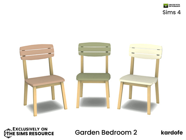 Sims 4 — kardofe_Garden Bedroom_Chair by kardofe — Wooden plank chair, simulating a garden chair, in three colour options