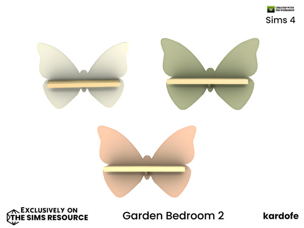Sims 4 — kardofe_Garden Bedroom_Shelf by kardofe — Wall shelf in the shape of a butterfly, three colour options