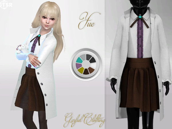 Sims 4 — Yue by Garfiel — Yue character "Arifureta" anime costume, white cloak, turquoise brooch, sleeve
