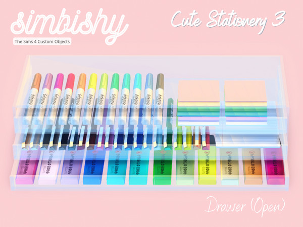 Sims 4 — Cute Stationery 3 - Drawer Open by simbishy — A stationery case opened.