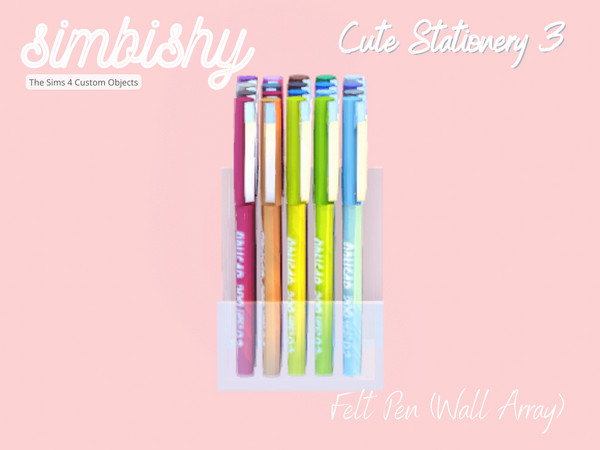 Sims 4 — Cute Stationery 3 - Felt Pen (Wall Array) by simbishy — An array of felt pens on the wall.