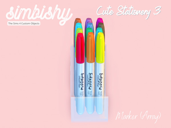Sims 4 — Cute Stationery 3 - Marker (Array) by simbishy — An array of markers.