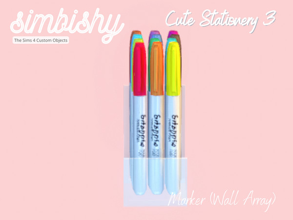 Sims 4 — Cute Stationery 3 - Marker (Wall Array) by simbishy — An array of markers on the wall.