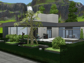 Sims 3 — Victoria by Lunasims_ — Modern house with two bedrooms, one double and one single, a living room, a kitchen, a