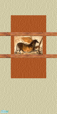Sims 2 — Horses of Lascaux - Middle Panel 2 by TheaDidia — A tan stucco wall with a middle panel depicting one of the
