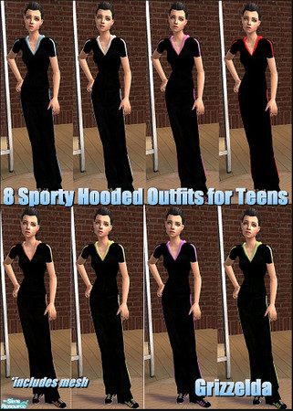 Sims 2 — Sporty Outfits for Teens by Grizzelda — Here are 8 athletic outfits that are good for everyday as well.
