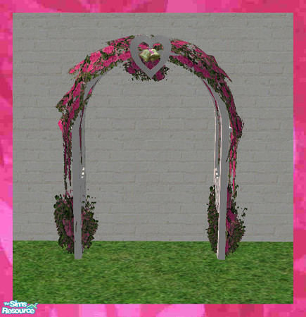 Sims 2 — Hot Pink Wedding Set - Trellis by HeartSpirit — The wedding trellis with a bright and bold pink roses. Part of
