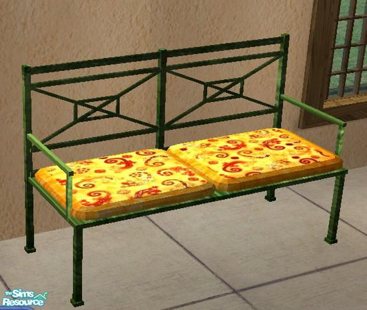Sims 2 — sim patio loveseat soleil by wondernounou — Before winter, give sun to your sims with a yellow recolor of great