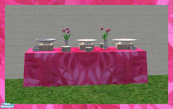 Sims 2 — Hot Pink Wedding Set - Buffet by HeartSpirit — Bright and bold pink wedding buffet table. Part of the Hot Pink