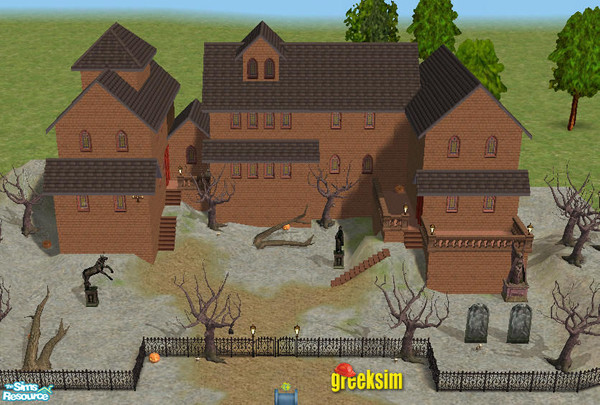Sims 2 — Haunted Community Lot by greeksim — It is a scary, dark medium community lot just for the Halloween spirit! It