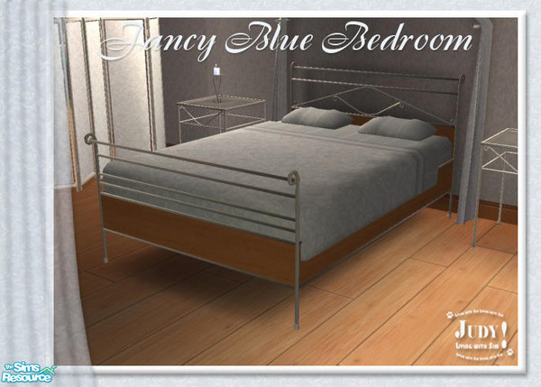 Sims 2 — Judy FancyBlue Bedroom - Bed double by judyhugsnoopy — Lovely blue color with silver mixed with light brown