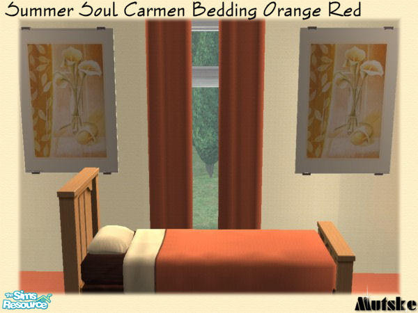 Sims 2 — Summer Soul Carmen Bedding Orange Red by Mutske — Bedding, Just to match the Summer Soul Living room. You can