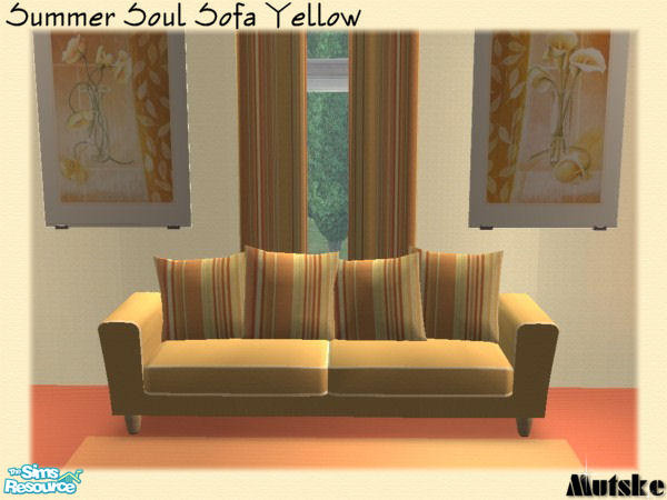 Sims 2 — Summer Soul Sofa Yellow by Mutske — Recolors from the Arizona set by Shtinky00. You need to have the original