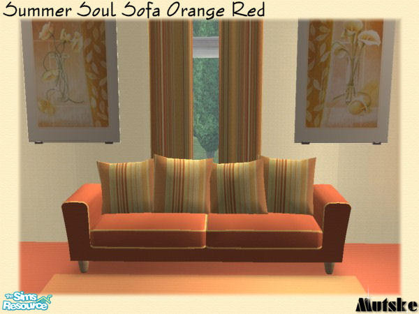Sims 2 — Summer Soul Sofa Orange Red by Mutske — Recolors from the Arizona set by Shtinky00. You need to have the