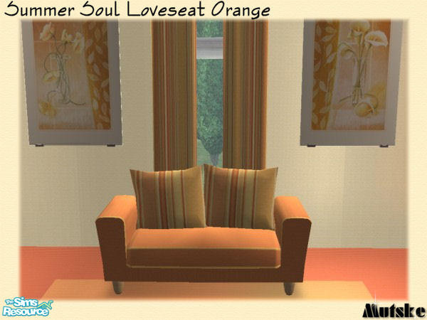 Sims 2 — Summer Soul Loveseat Orange by Mutske — Recolors from the Arizona set by Shtinky00. You need to have the