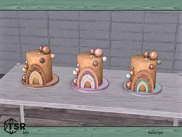Sims 4 — Ida. Cake, v2 by soloriya — Decorative cake. Part of Ida set. 3 color variations. Category: Decorative -