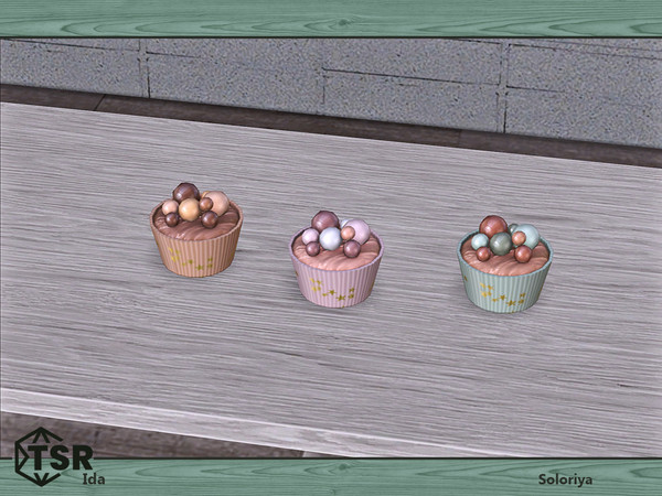 Sims 4 — Ida. Cupcake, v2 by soloriya — Decorative cupcake. Part of Ida set. 3 color variations. Category: Decorative -