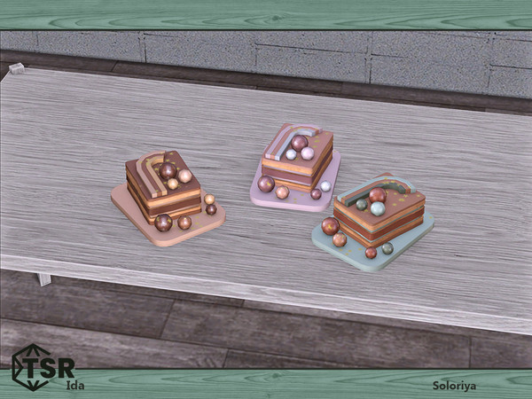 Sims 4 — Ida. Mini Cake, v1 by soloriya — Decorative mini cake. Part of Ida set. 3 color variations. Category: Decorative