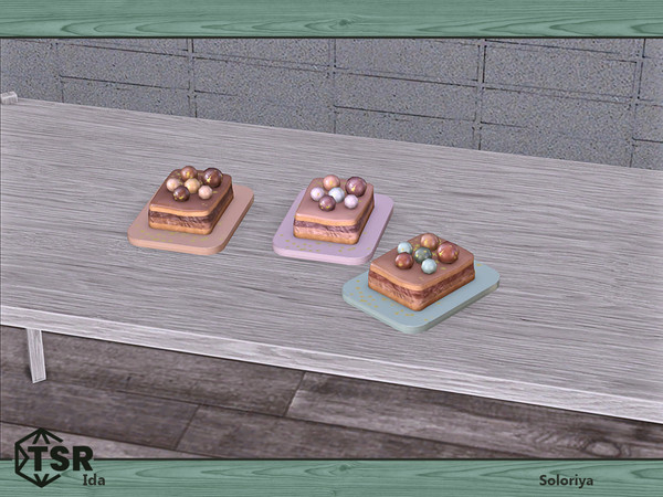 Sims 4 — Ida. Mini Cake, v2 by soloriya — Decorative mini cake. Part of Ida set. 3 color variations. Category: Decorative