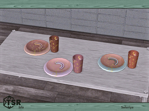Sims 4 — Ida. Plate and Cup by soloriya — Plate and cup in one mesh. Part of Ida set. 3 color variations. Category: