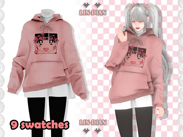 Sims 4 — Long sleeve Hoodies by LIN_DIAN — - New Mesh. - ALL Lods. - 9 Colors. - Normal MAP.