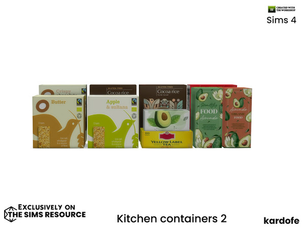 Sims 4 — kardofe_Kitchen containers_Cereals by kardofe — Cardboard boxes of different foods